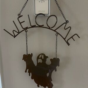 Rustic Brown Welcome Sign with Ghost Design